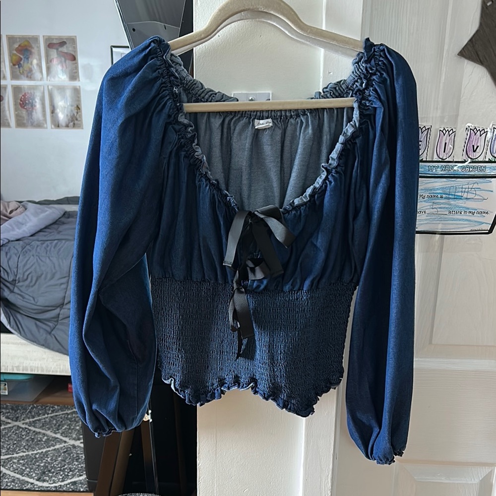 Kimchi Blue Romantic Denim Blouse